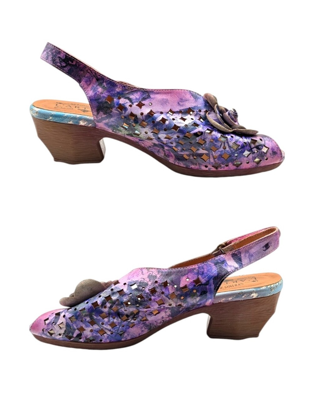 L'Artiste Lovella Floral Slingback Heels Purple Multi EU 42 US 10.5/11 S4201 - Picture 6 of 13